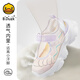 B.duck Little Yellow Entenschuhe Mädchen Sneaker Summer Hollow atmable Prinzessin Einzelschuhe Single Net Casual Schuhe 5009 Silberpulver 27