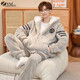 Zi Yanmeng pajamas men's autumn and winter coral velvet thickened plus velvet teenagers can wear warm home clothes men's casual suit 829# button L (170cm) 100-130Jin[Jin equals 0.5 kg]