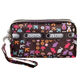 Mangcang three zipper fabric wrist clutch bag women fashion versatile cartoon student bag long change key mobile phone bag style love