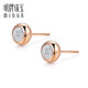 Ming brand jewelry 18K gold color rose gold small shiny diamond bubble stud earrings for women FFH0050 pricing diamonds about 0.017-0.021ct gold weight about 0.86-0.91 grams