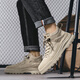 Región Occidental Camel Men's Shoes Boots Martin Boots Middle Top Men's Autumn Men Turny Trabajo al aire libre Botas High Top British Apricot Color 41