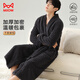 Catman Warm Plush Pajamas Men's Couple Pajamas Women's Autumn and Winter Striped Extra Long Warm Simple Bathrobe Gray