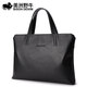 
American Bison briefcase men's business bag genuine leather men's handbag men's head layer cowhide computer bag casual bag gift black horizontal style 14 inches