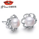 Jingrun Pearl Blooming 9-10mm Steamed Bun Shape S925 Silver Inlaid Freshwater Pearl Stud Earrings White with Certificate Birthday Gift for Girlfriend and Mom