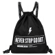 Landcase drawstring backpack men's drawstring pocket lightweight sports fitness backpack - can hold basketball 632 black large size