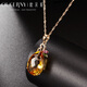 Ouchini jewelry 18k gold inlaid citrine pendant for women citrine colored gemstone necklace 18k rose gold customized model