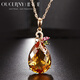 Ouchini jewelry 18k gold inlaid citrine pendant for women citrine colored gemstone necklace 18k rose gold customized model