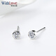 WithLove Weiaipinyue White 18K Gold Round Diamond Stud Earrings for Men and Women Simple Bezel Single Diamond Earrings Total 10 Points/H White White 18K Gold/Ready Stock