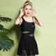 Barbie swimsuit women's conservative small breasts gathered sexy one-piece dress swimsuit covering belly and making it look slim and flat corner Korean hot spring swimsuit black L