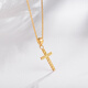 Ming brand jewelry 18K gold color k yellow split flower cross simple pendant necklace CSC0070 pricing split flower single pendant about 0.26-0.40 grams