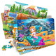 Miaowaer Puzzle Transporte infantil Marco de madera Puntuación Puntuación Animal Story Toys 3-6 años de edad de educación temprana SIDA con tren de mapa base [60 piezas]