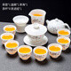 Jingcizhai hand-painted kung fu tea set household mutton-fat jade white porcelain covered bowl teapot tea cup light luxury high-end new style hand-painted ink lotus covered bowl Xishi teapot 12 heads