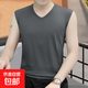 Men's round V-neck vest men's slim Korean style sleeveless vest casual sports breathable vest JS solid color sleeveless V-neck dark gray 3XL