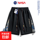 NASA national trend embroidered shorts men's summer loose breathable sports casual pants NASA-9127 black 2XL