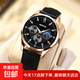 Genuine men's watch, high-end casual quartz watch, simple temperament, men's watch strap, high-looking Roman fashion watch, black sports model