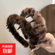Korean retro leopard print toothed plush hair hoop for women anti-slip face wash hairpin makeup hair accessories headband 2024 autumn and winter leopard print plush toothed hair hoop 3 mixed colors