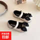 Korean version of sweet bow girls princess shoes 2025 spring new children's small leather shoes soft sole baby shoes trendy beige 21