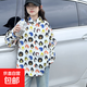 BJT Girls' Shirts Spring and Autumn Clothing Children's Style Long-Sleeved Tops 2025 New Girls Autumn Full Print Clothes Trendy White 160 cm