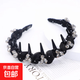 2025 new crystal light luxury fluffy temperament toothed comb non-slip design headband hair accessories headband 1 black hot diamond and beaded headband