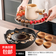 Recommended purchase and sale: Coarse pottery pot for cooking tea around the stove, roasted milk tea pot, ceramic side-handled teapot, large capacity, dry-firing, Moyu electric ceramic stove + Yueru striped side-handled pot + 4 cups