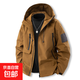 Outdoor Jacket Men's Spring and Autumn Trendy Brand Outdoor Couple Jacket Large Size Loose Workwear Windproof and Waterproof Jacket Brown XL Recommended 150-170 Jin Jin equals 0.5 kg