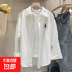 Casual loose shirt for women 2026 spring and autumn new style embroidered long-sleeved versatile inner layered shirt white M