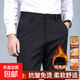 Business trousers men's autumn and winter straight loose trousers men's velvet thickened high elastic suit trousers velvet thickened brother pattern 722-black 34-recommended 150-160Jin Jin is equal to about 0.5 kg