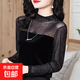 Velvet lace shirt for women in autumn and winter new fashion slimming and age-reducing inner wear mesh bottoming shirt Cancan lace shirt L (suitable for 90-105 Jin Jin equals 0.5 kg)