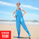 Women's waders, half body one-piece, fishing beach rain boots, big children's waterproof rain pants, children's sea wading clothes, women's sky blue suspender waterproof pants 37