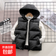 Autumn and winter children's cotton vest boys and girls hooded vest baby new disposable children's waistcoat outer wear black 160 recommended height below 150cm.