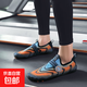 Beach wading shoes for men and women, outdoor rafting shoes, river tracing shoes, non-slip, anti-cut, quick-drying swimming and diving shoes, fitness yoga 732, dark blue orange 42