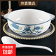 New style ceramic double-eared bowl, large household anti-scalding underglaze color boiled fish dish basin, good-looking soup bowl with white spoon, Camellia 2-piece set, 10.5-inch double-eared bowl, 1 pack + 1 soup spoon