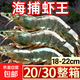 青岛大虾特大号生鲜活速冻海虾青岛大虾海鲜冷冻海捕对虾白虾 18-22cm海捕虾王（整盒3斤）