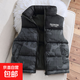 New Children's Down Cotton Vest Autumn and Winter Thickened Warm Outerwear Vest Stand Collar Medium and Large Children's Jacket for Boys and Girls Black 150 Recommended Height 140cm