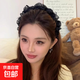 Bow tooth comb hairband for women 2025 new high-end light luxury summer high skull headband hairpin headwear black ballet style hairband