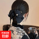 Satin bow clip for women 2025 new style high-end temperament low ponytail clip back of head clip headdress hair clip black retro satin bow clip