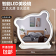 New LED makeup mirror large dressing table Bear Adjustable Desktop Rotating Fill-in Light Beauty Bedroom Dormitory Dressing Mirror Panda with Lights White