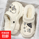 Plush Crocs Women's Winter 2025 Baby Thick Sole Increased Anti-Slip Warmth Removable Plush Women's Cotton Slippers White Diamond Bear Removable Liner 40.5 40-41 Recommended for feet 39-40
