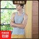 Pure cotton vest Men's summer sports sleeveless slim-fitting inner wear fitness cotton suspender top sweatshirt Gray 3XL Recommended 160-180Jin Jin equals about 0.5 kg