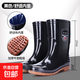 Mid-tube rain boots men's waterproof labor protection rain boots water shoes men's labor protection rain boots spring fishing warm wear-resistant kitchen non-slip shoes Labor Rain Shield 393 medium tube black 42