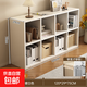 Bookcase and storage cabinet integrated living room wall multi-layer grid storage cabinet home simple and practical bookshelf eight grid warm white 120*29*75cm
