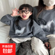Year of the Horse plus velvet New Year's sweatshirt, versatile year style, unisex family wear, parent-child sweatshirt for a family of three, Korean style sweatshirt, gray plus velvet, size 120, size 120, height 115-125, weight 45-52