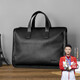 COW briefcase men's genuine leather handbag first layer cowhide men's bag business computer bag C-8620 elegant black 14 inches