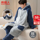 Antarctic Cartoon Hooded Pajamas Men's Pajamas Men's Winter Flannel Plus Velvet Thickened Home Clothes XL