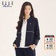 ELLE ACTIVE Casual Sports Jacket Women's Autumn Fashion Simple Baseball Collar Windproof Jacket Versatile Jacket Navy Blue S