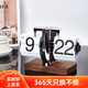 Momen mechanical page-turning clock, automatic page-turning clock, living room clock, retro personalized desktop ornament, clock creative ornament, walnut-white page with black characters 20.7*8.8*14.3cm