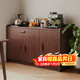 Litai solid wood sideboard integrated wall cabinet living room multifunctional cabinet tea cabinet wine cabinet storage cabinet kitchen storage cabinet solid wood corner + with fence dark walnut color 100CM