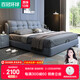 Baiguan Global Bed Leather Bed Bedroom Double Bed Modern Simple Master Bedroom Marriage Bed Solid Wood Soft Back High Box Leather Bed Furniture Bed+Bedside Table*2+Latex Mattress Frame Structure 1800mm*2000mm