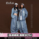 CBXLAB hip-hop trendy brand blue skin-friendly loose soft hot girl denim jacket hip-hop street American casual pants trendy in stock - long blue hip-hop denim jacket S
