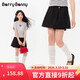 BARRY BANNY Girls' A-Line Pants Skirt 2026 Spring and Summer New Children's Casual Pleated High Waist Skirt 8025 Classic Black 150
